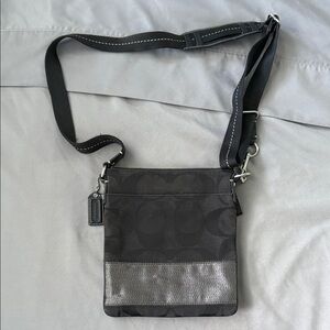 Coach Black and Gray Men's Messenger Bag